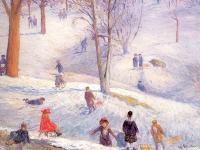 William James Glackens - Sledding in Central Park